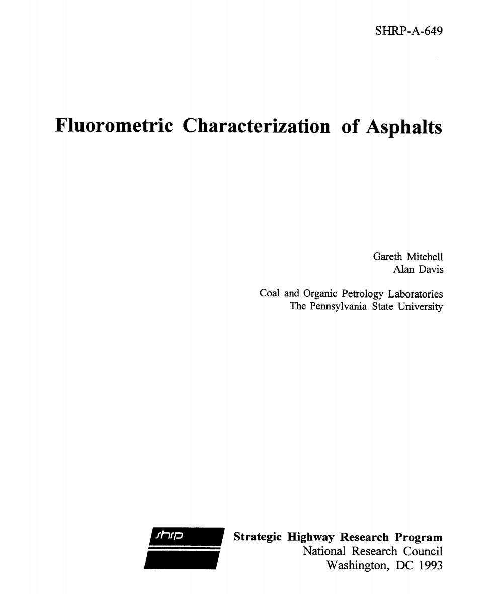 Fluorometric Characterization of Asphalts [PUB]