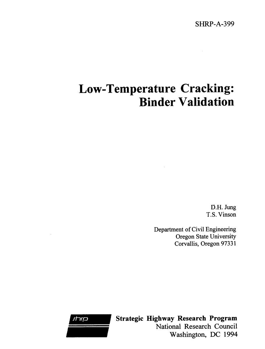 Low-Temperature Cracking: Binder Validation [PUB]