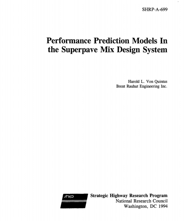 Performance Prediction Models In the Superpave Mix Design System [PUB]