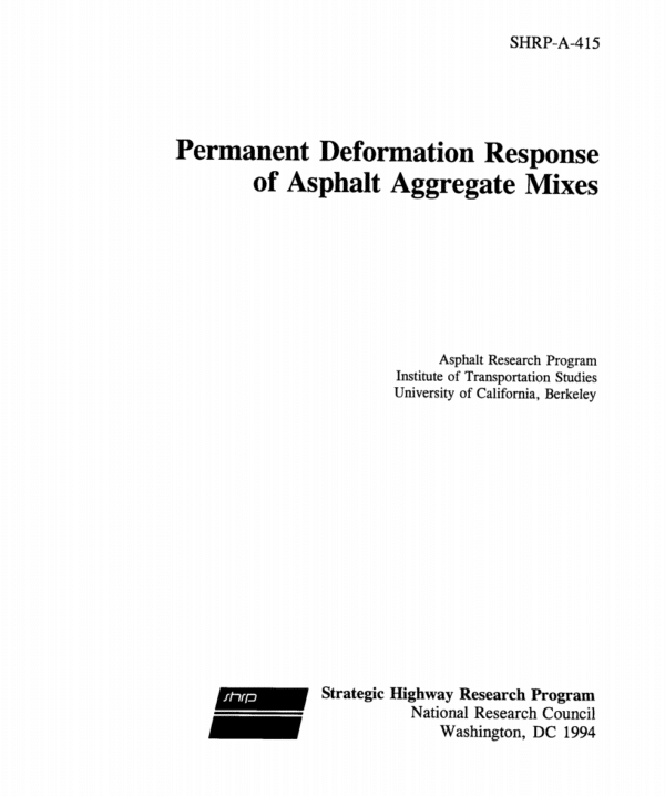 Permanent Deformation Response of Asphalt Aggregate Mixes [PUB]