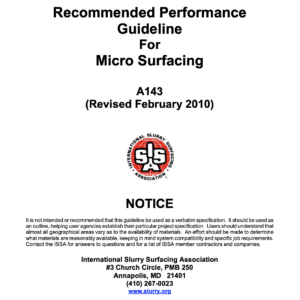 Recommended Performance Guideline for Micro Surfacing [PUB]