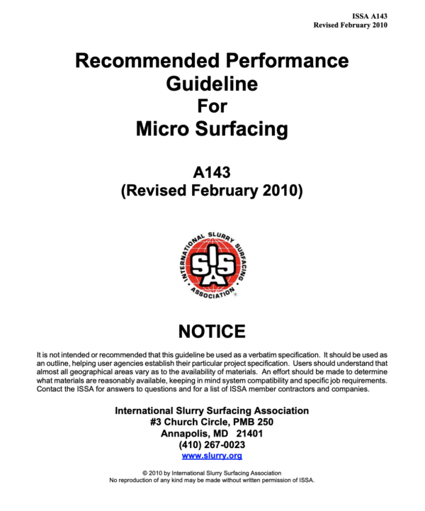 Recommended Performance Guideline for Micro Surfacing [PUB]