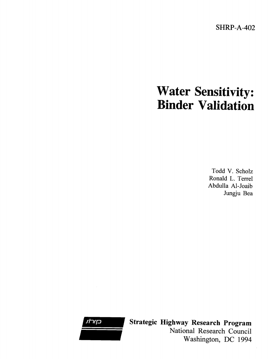 Water Sensitivity: Binder Validation [PUB]