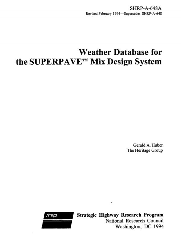 Weather Database for the Superpave Mix Design System [PUB]