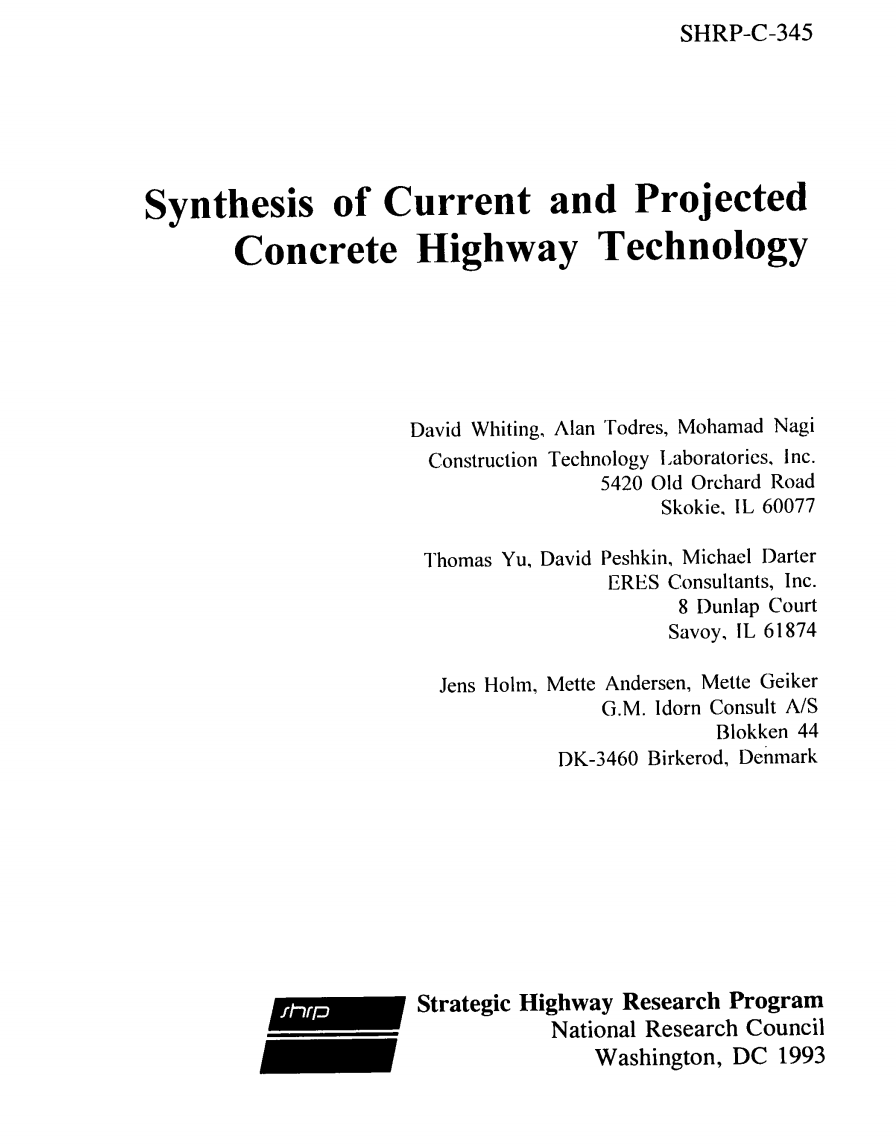 Synthesis of Current and Projected Concrete Highway Technology [PUB]